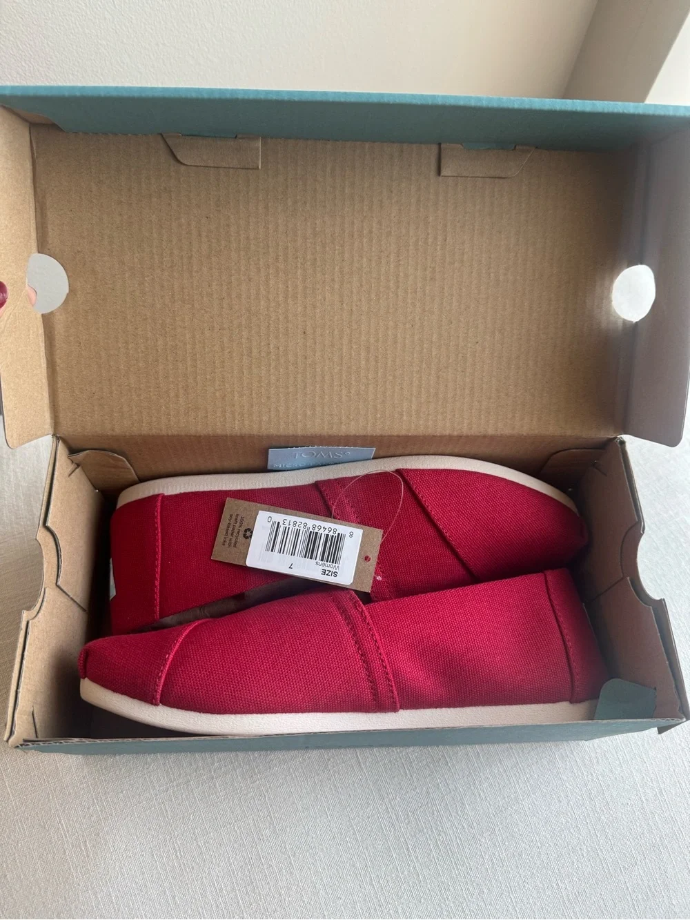 TOMS Red Canvas Alpargata Slip-Ons